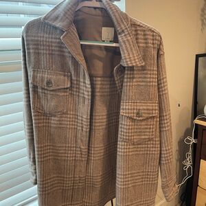 Joie Beige Plaid Lightweight Shirt Jacket